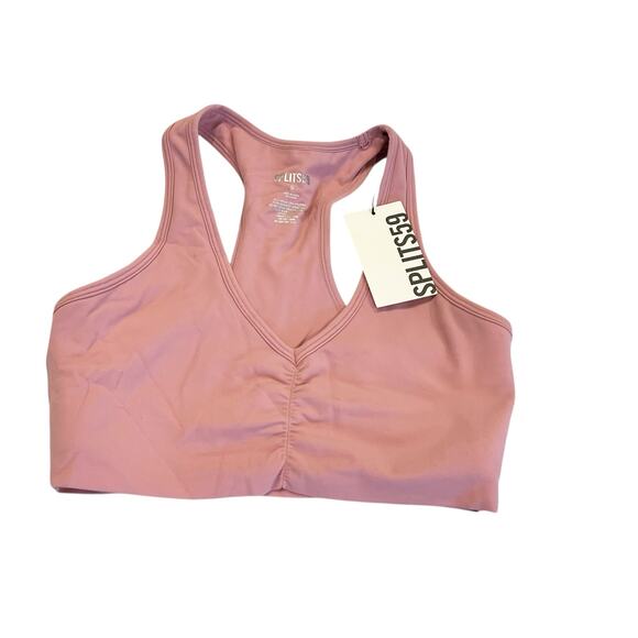 Splits59 Airweight Racerback Sports Bra with Ruching Dusty Rose Size Small NWT - Picture 6 of 12